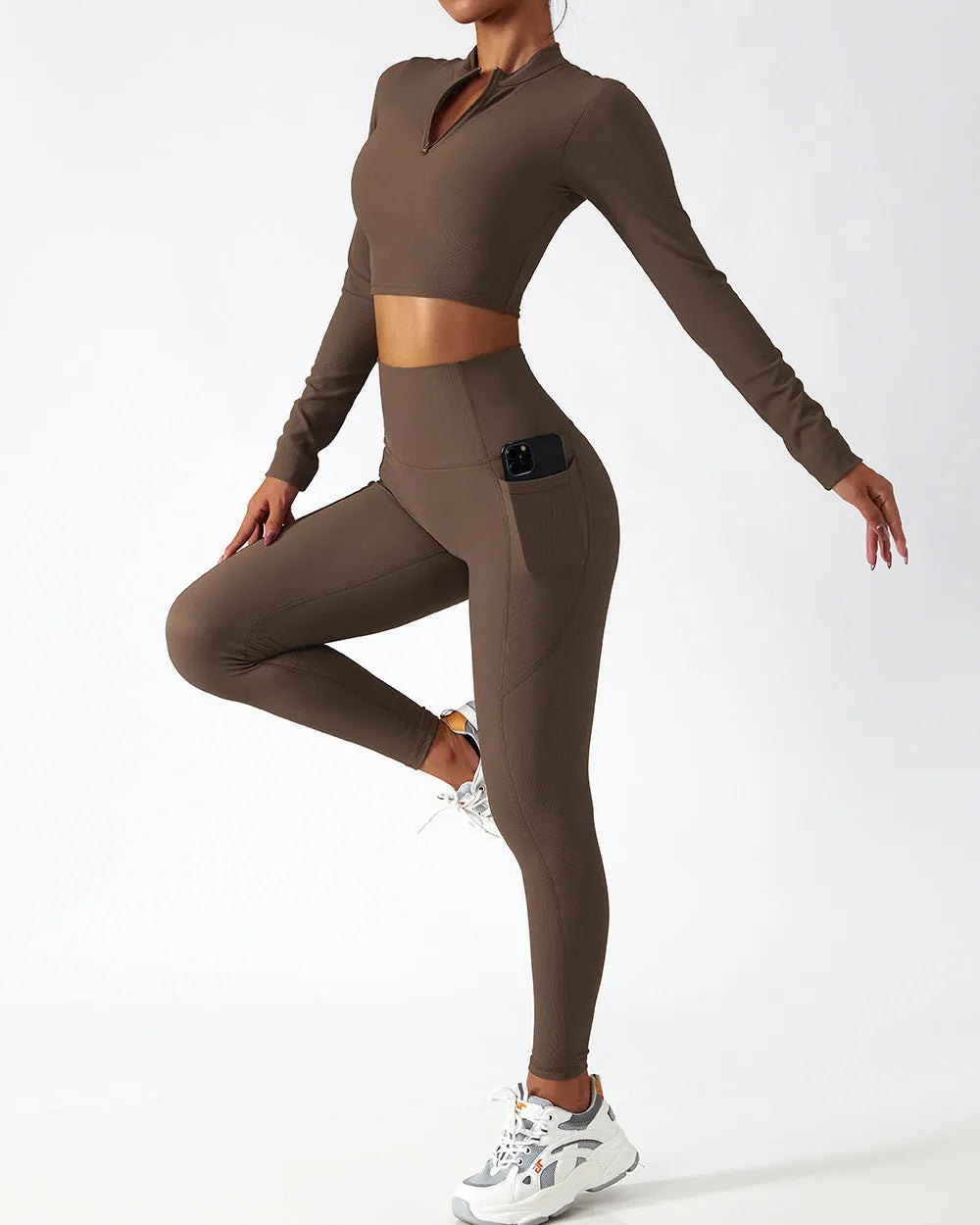 Long Sleeve Yoga Suit Running Training Belt Chest Pad Top - Bellarte Enchanté Long Sleeve Yoga Suit Running Training Belt Chest Pad Top
